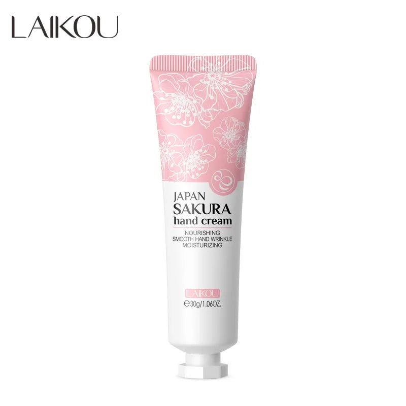 LAIKOU Sakura Hand Cream Hydrating Moisturizing Nourishing Smoothing Brightening Repairing Non‑Greasy For Dry Rough Skin 30g