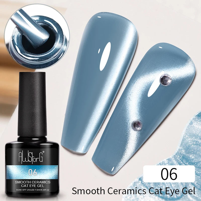 AWStorG Intense Rainbow Cat Eye Gel 5ml Holographic Laser Magnetic Nail Gel Soak Off UV LED Gel Polish Shiny Rainbow Manicur