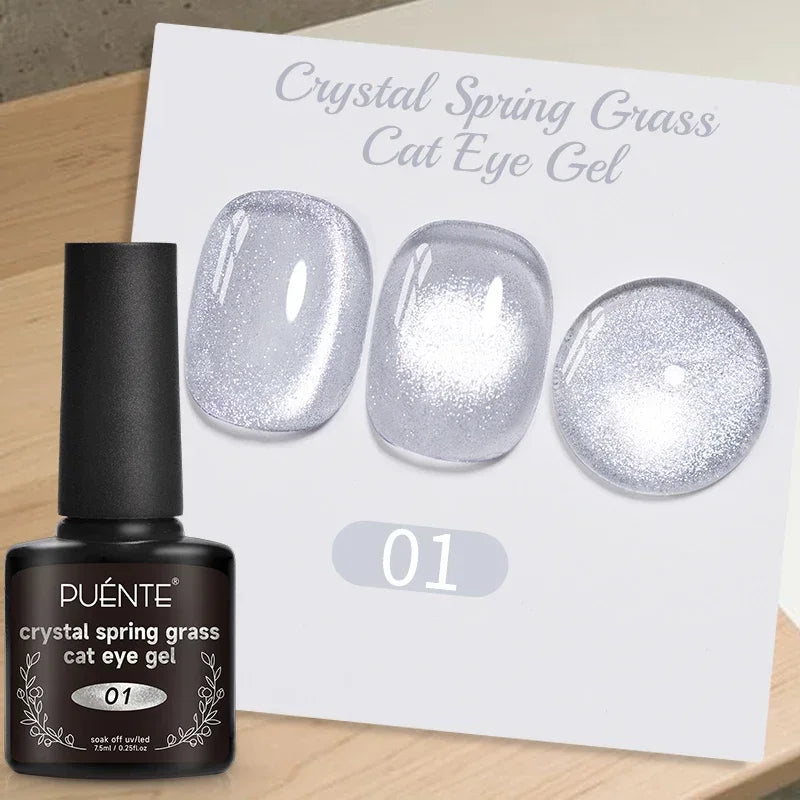 7.5ML Green Crystal Cat Magnetic Gel Nail Polish Shiny Green Glitter Cat Eye Gel For Manicure Soak Off UV Nail Art Varnish