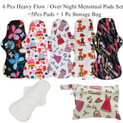 Organic Bamboo Heavy Flow Cloth Sanitary Menstrual Pads Sets