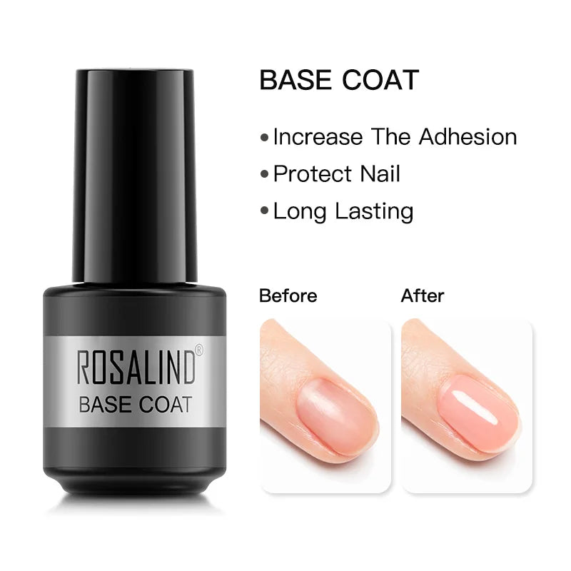 ROSALIND Gel Nail Polish Matte Base Top Coat For Soak Off Gel Polish UV LED Gel Semi Permanent Varnishes Design Nail Art