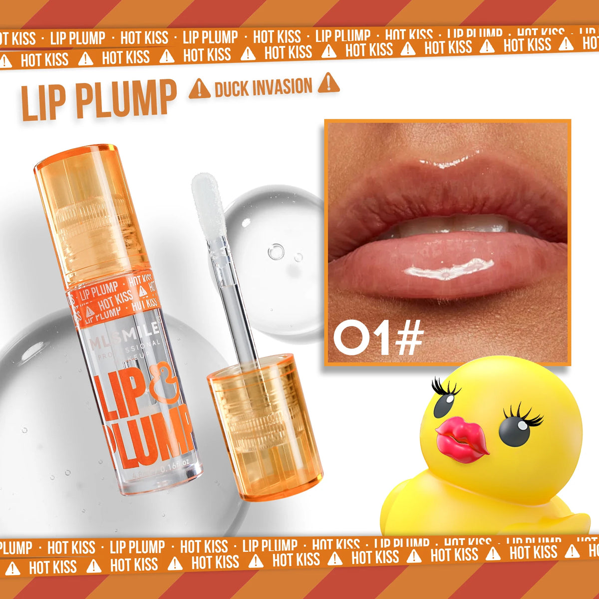 MLSMILE Duck Lip Plump Lip Oil Moisturizing Lip Gloss Mirror Water Nature Long-Lasting Gloss Pearl Lip Glaze Set
