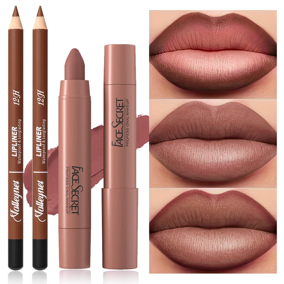 2Pcs/Set Lip Liner + Lipstick Pencil Lip Combo Set, Matte Velvet Lipstick, Long Lasting Smoothness Waterproof Cosmetics