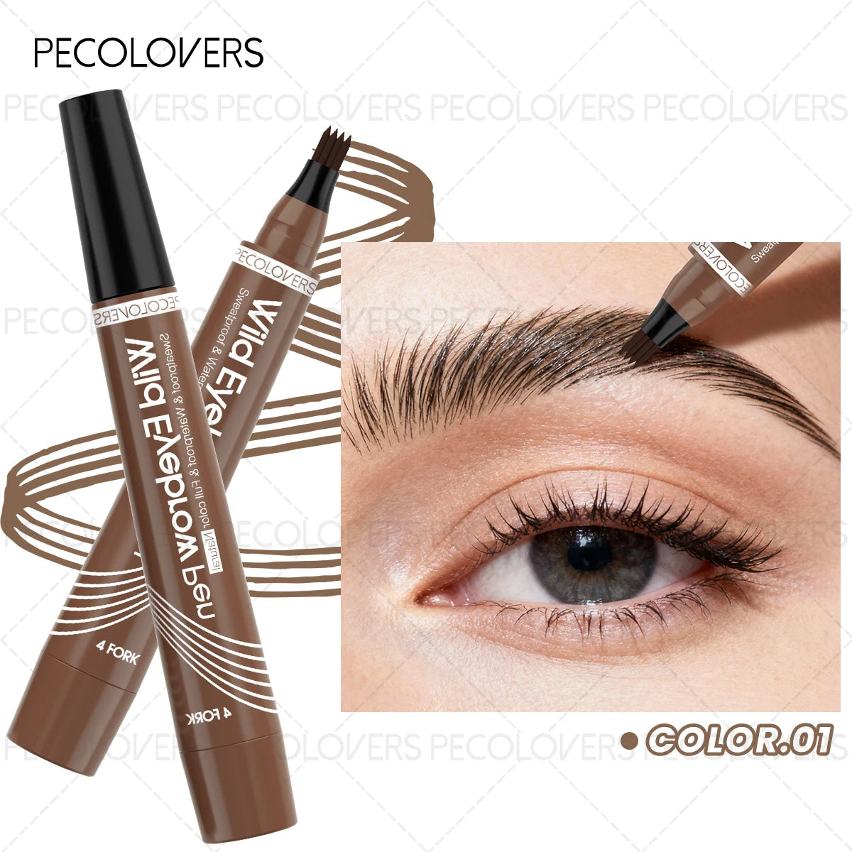 Multi-color Four-pronged Eyebrow Pencil, Liquid Eyebrow Pencil, Defined Eyebrows, Waterproof and Sweatproof, Eyebrow Cosmetics