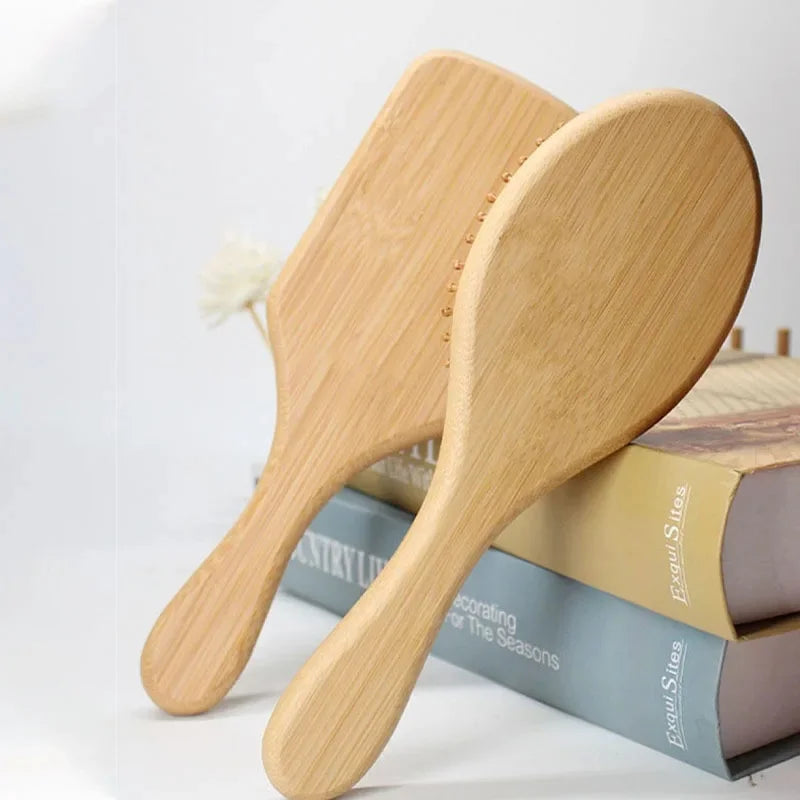 Natural Bamboo Air Cushion Hair Brush, Anti-Static Scalp Massage Detangle Comb