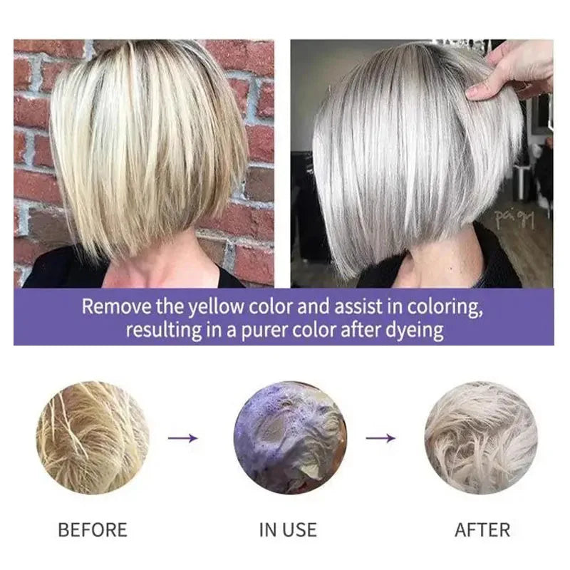 Color Fixing Purple Cream Lock Color Cover Gray Hair Fade Yellow After Bleach Hair Dye Long Lasting Non-irritating Nourish Care
