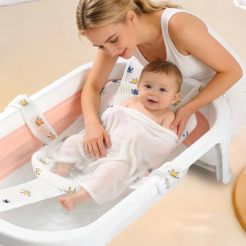 Baby Bath Cushion Pad Newborn Bathtub Mat Infant Bath Supporter Net Baby Universal Nonslip Floating Bathing Tub Shower Mesh Seat