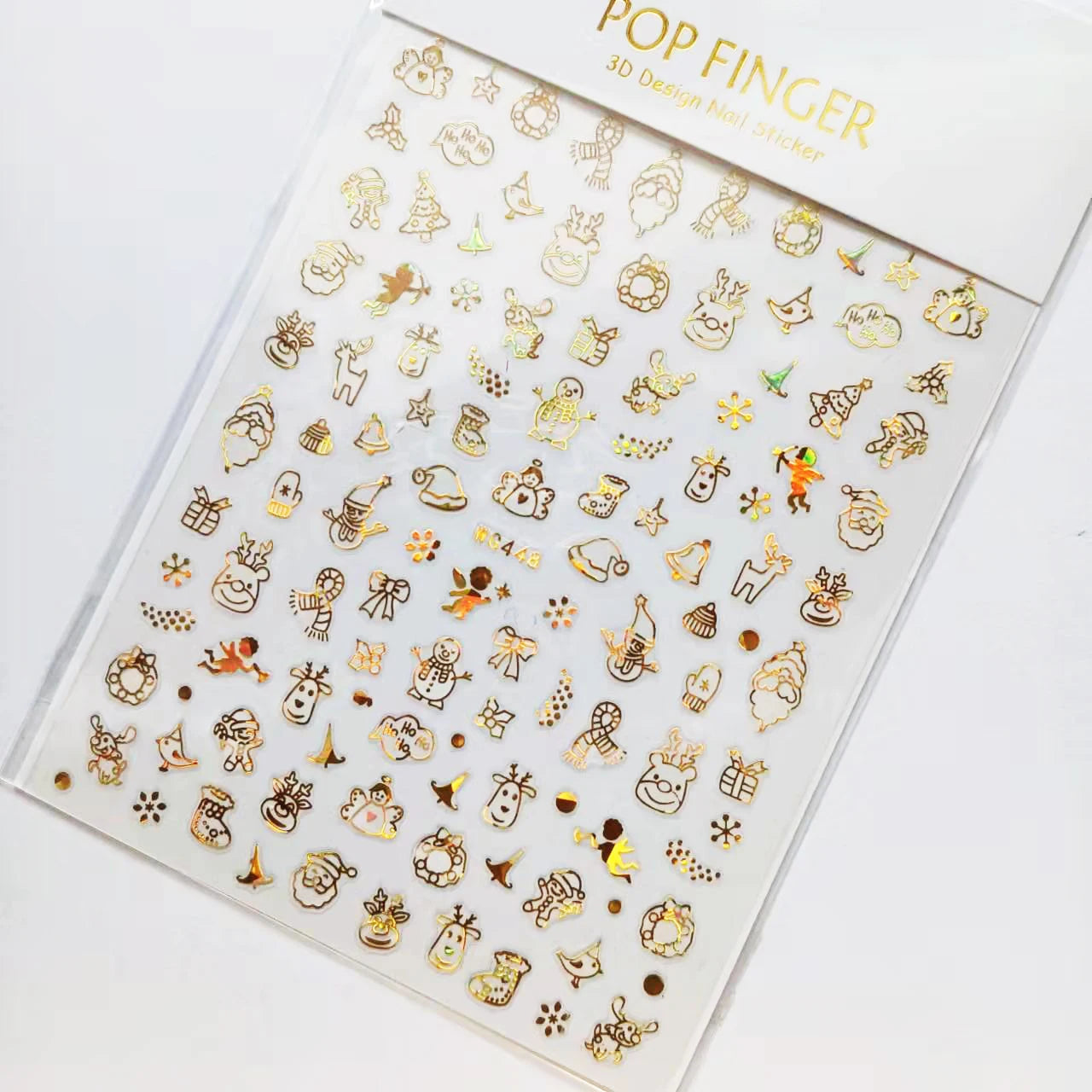 Sliver Bronzing 3D Christmas Nail Art Decoration Sticker Sparkly White Colorful Glitter Geometry Snowflake Winter Slider Foil
