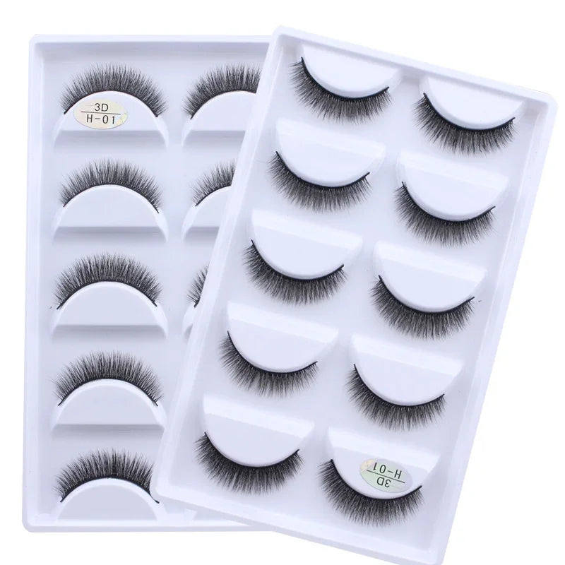 AMSNCN NEW 5Pair 100% Real 3D Mink Lashes Soft Natural False Eyelashes Makeup Long Eye Lashes Eyelash Extension CiliosH13mini