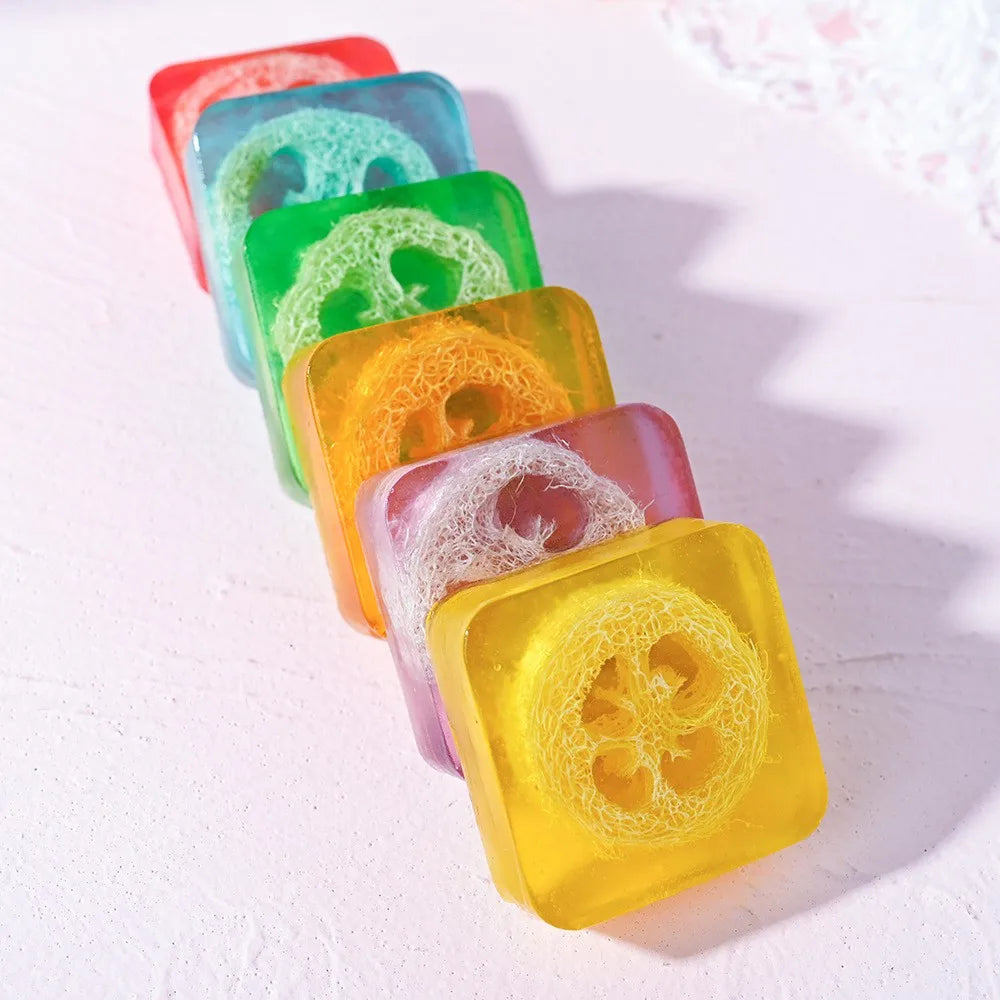 Facial Honey Loofah Soap Acne Treatment Tea Tree Lemon Rose Whitening Handmade Eco-friendly Sponge Honey Loofah Soap