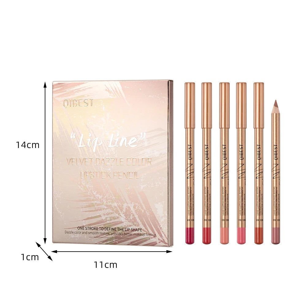 QIBEST 12 Colors Lip Pencils Matte Lipliner Pencil Waterproof Lipstick Lip Liner Pen Smooth Nude Lipstick Pens For Lips Makeup