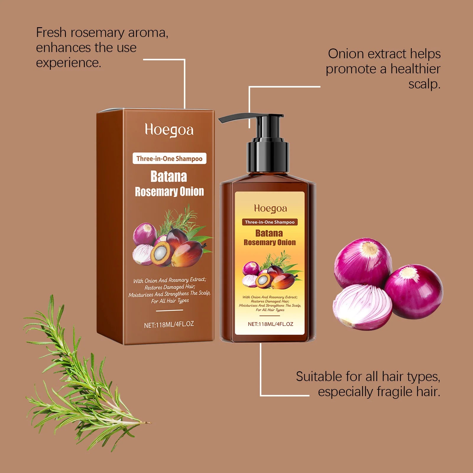 Batana Rosemary Shampoo  Anti-Hair Loss Shampoo Strengthens Hair Roots Soothes Scalp Deep Cleansing Smooth Hair Care Shampoo