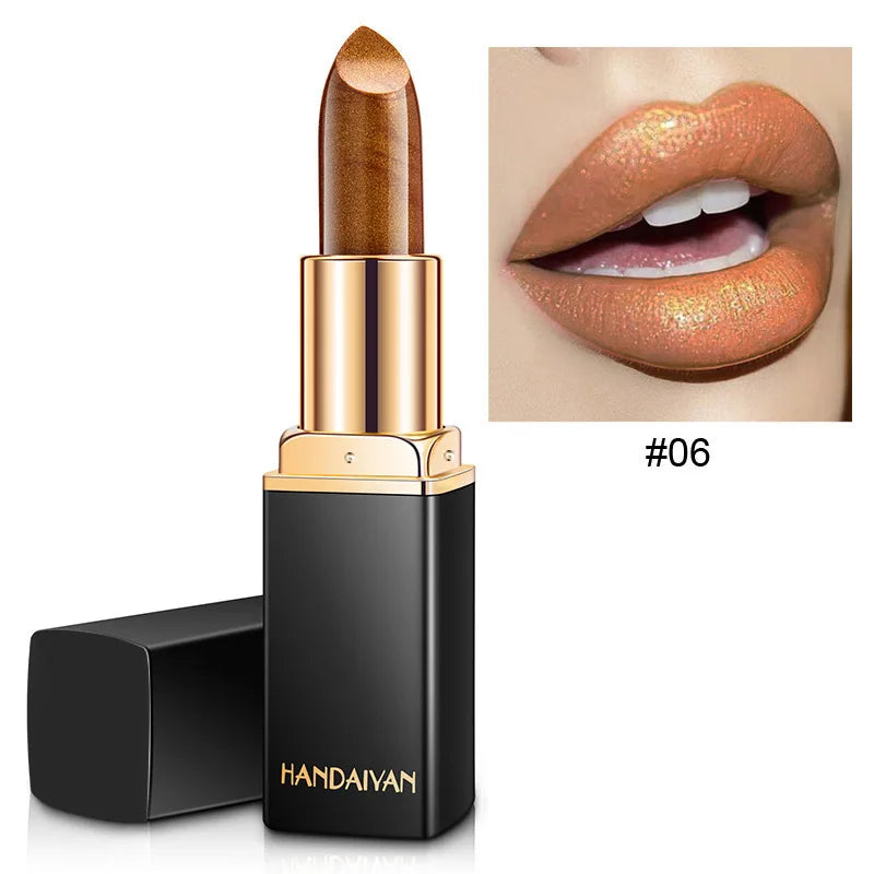 Pearl Changing Metallic Lipstick 9 Colors Long Lasting Shiny Warm Gold Plated Mermaid Maggie Women Lipstick