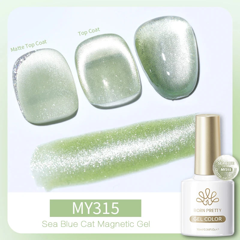 BORN PRETTY 10ml Fruit Green Purple Cat Magnetic Gel Nail Polish 2025 New Whitening Guava Grape Glass Bead Nail Varnish Supplies