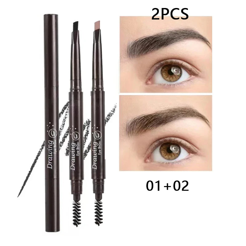 Double-headed Eyebrow Pencil Extremely Fine Waterproof Eyebrow Enhancers Long Lasting Brow Cosmetics Professional Brow Makeup