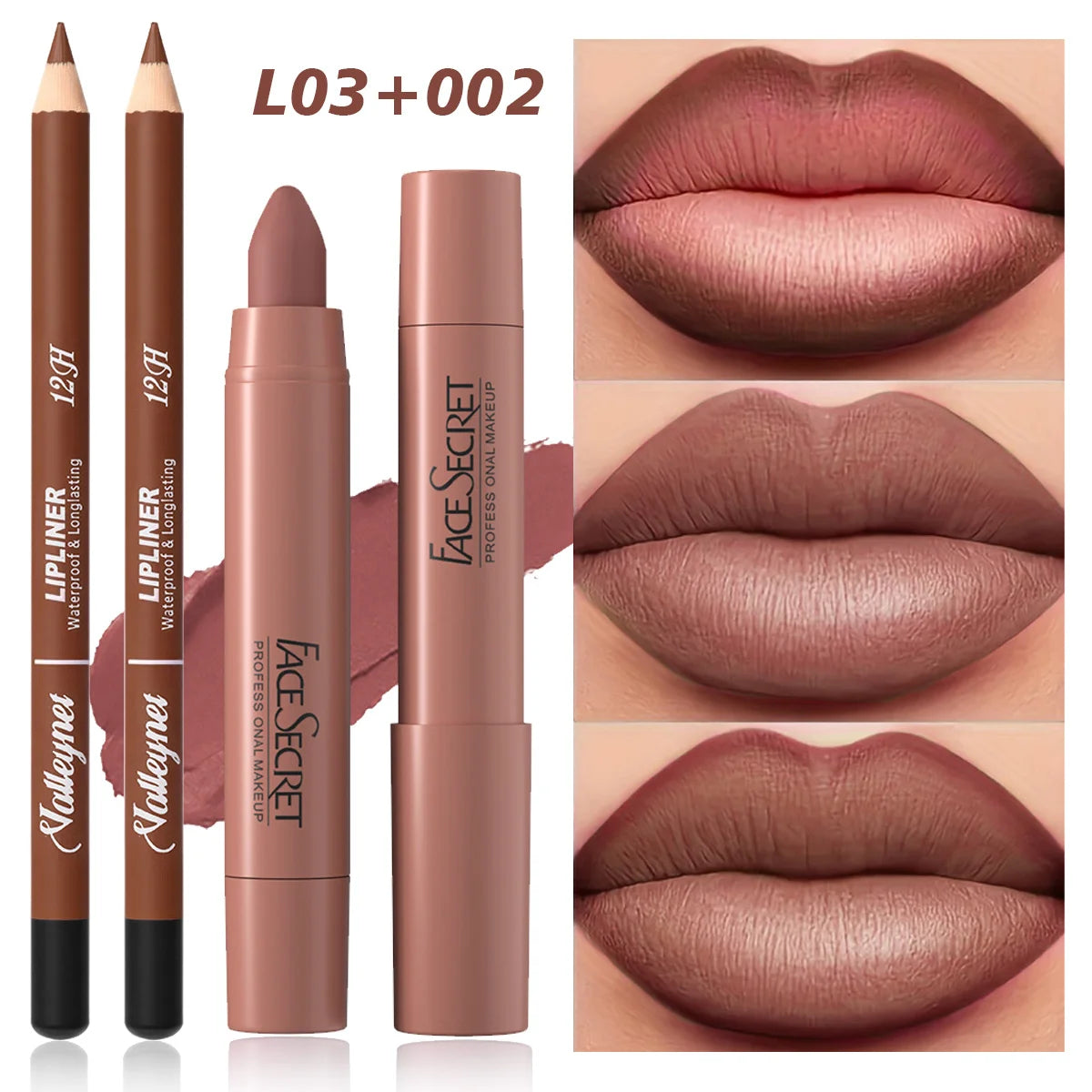 2Pcs/Set Lip Liner + Lipstick Pencil Lip Combo Set, Matte Velvet Lipstick, Long Lasting Smoothness Waterproof Cosmetics