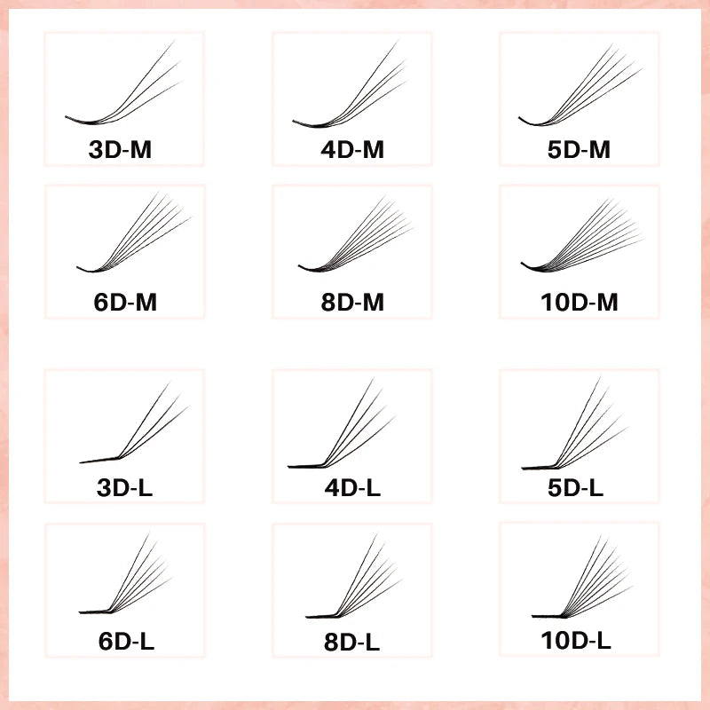 M L Curl Loose Premade Volume Fans for Eyelash Extension Promade Fans Prefact Bouquet Eyelashes 3D to 10D Pre Made Loose Fans