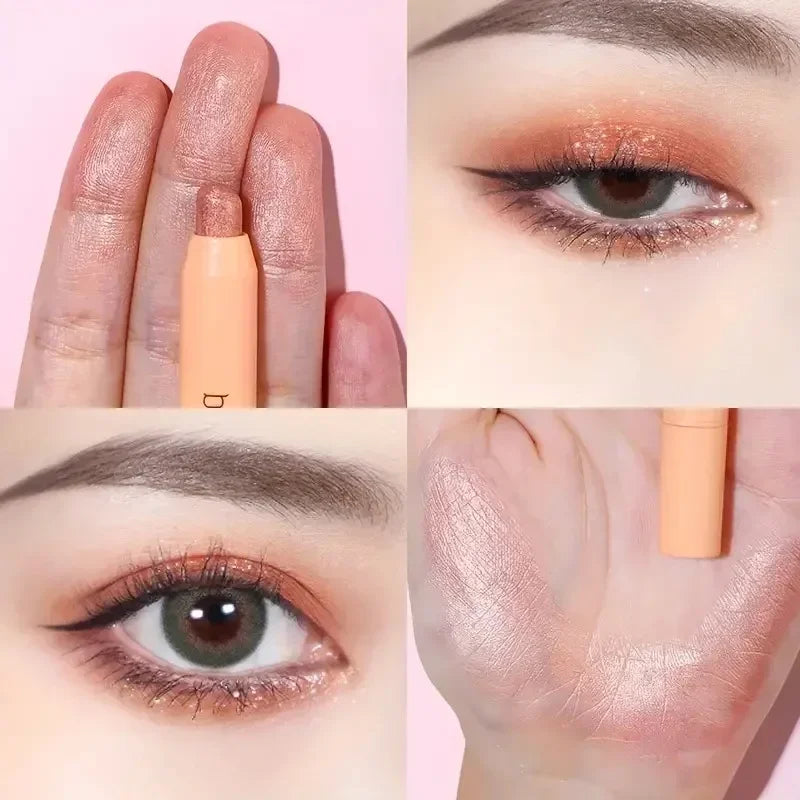 Double-ended Glitter Eye Shadow Stick Waterproof Pearlescent Champagne Gold Eyeshadow Pallete Pen Shimmer Cosmetics Makeup Tool