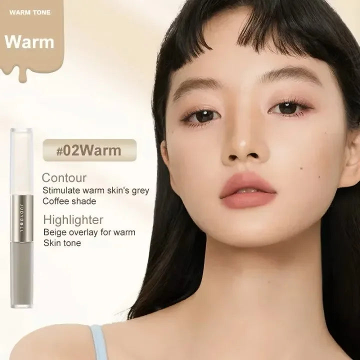 Judydoll Dual Head Liquid Highlighter & Contour Duo Matte Natural Long-lasting Powder-free for Beginner Nose Shaping Pen Makeup