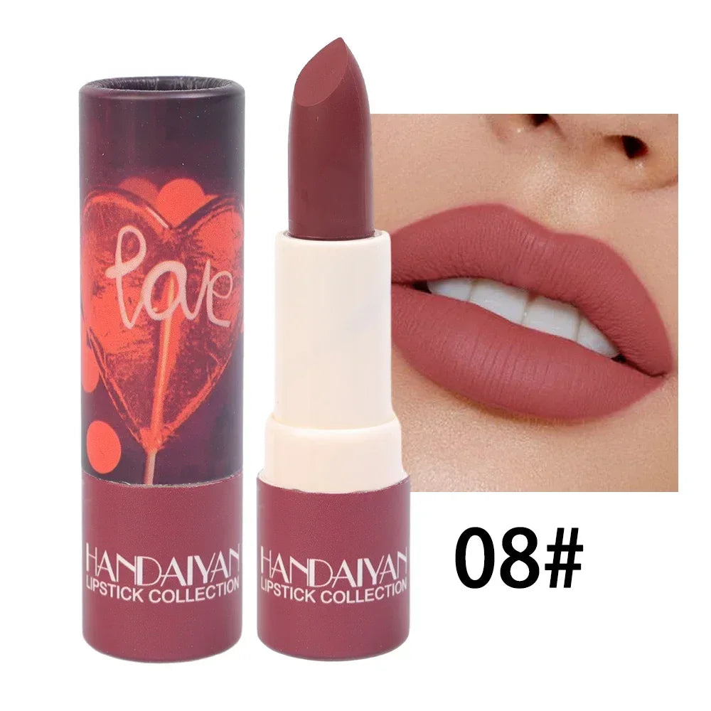 Waterproof Nude Lipstick 8 Colors Non-Stick Cup Velvet Moisture Matte Lip Tint Professional Lasting Velvet Lips Makeup Cosmetic