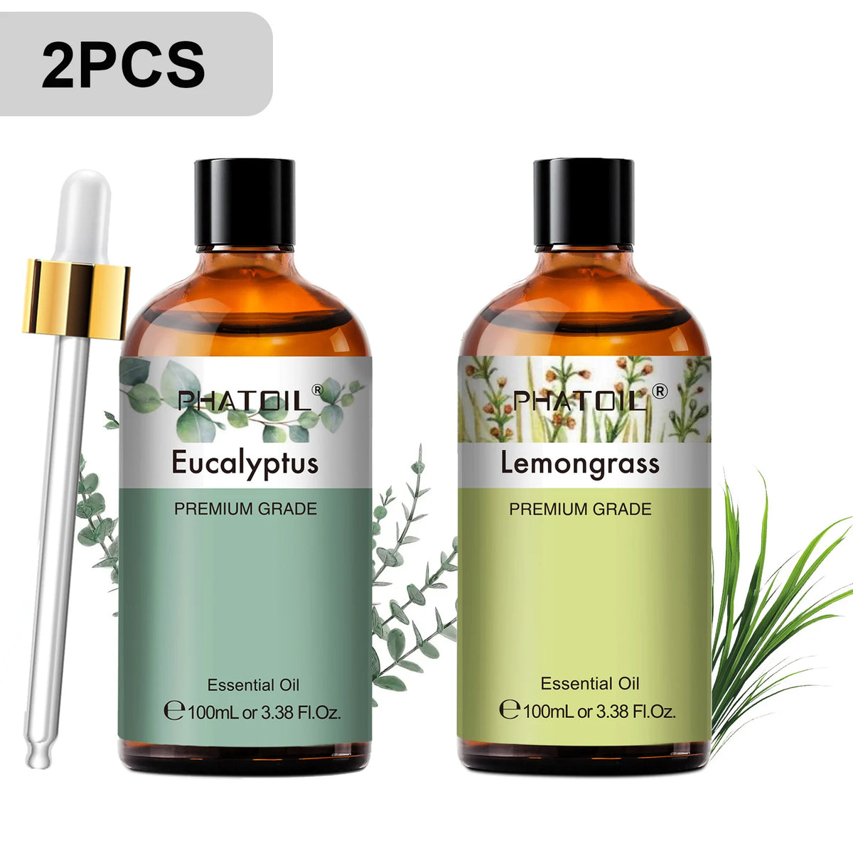 PHATOIL 100ml Premium Essential Oil Sandalwood Lavender Eucalyptus Peppermint Lemongrass Vanilla Aromatherapy Essential Oils