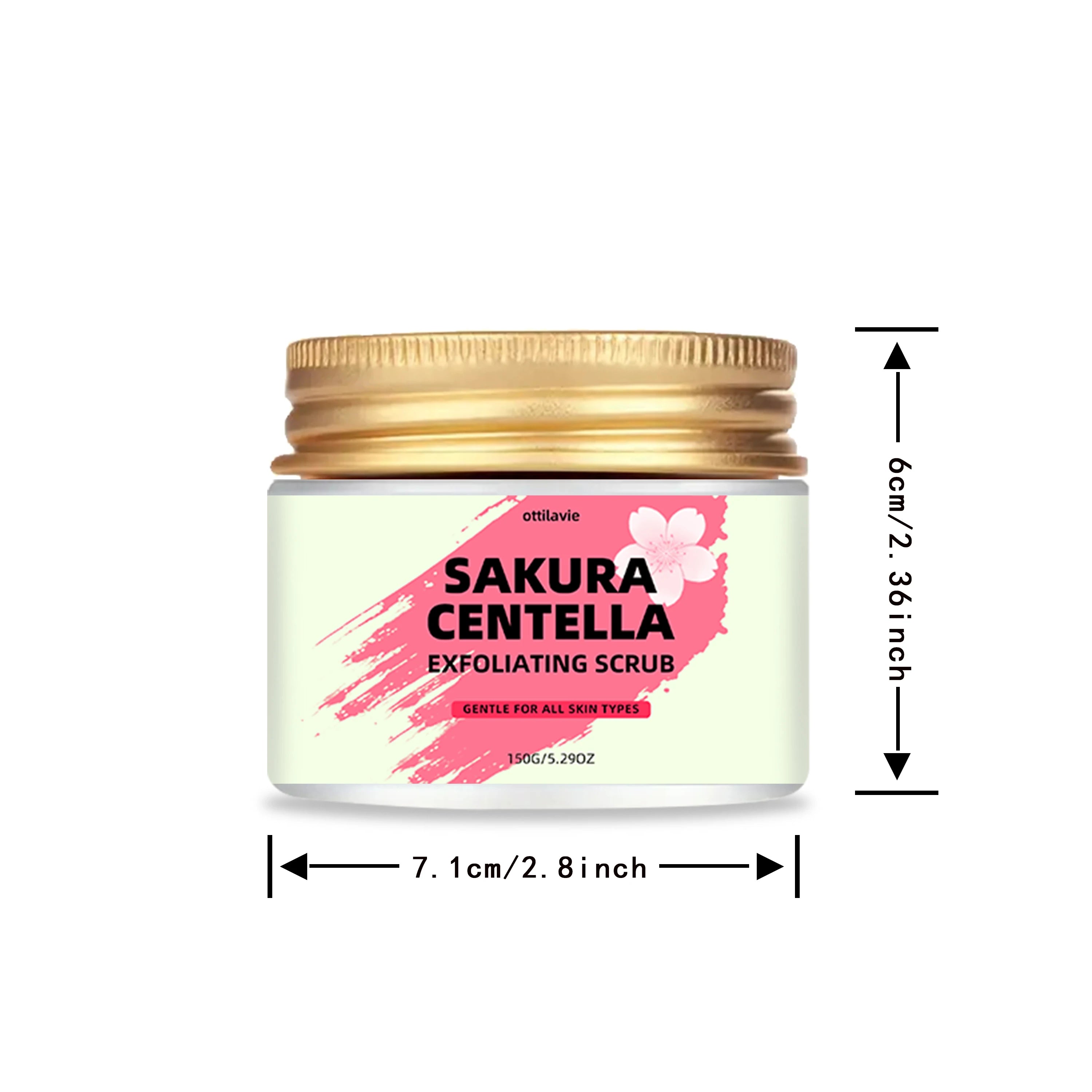 Ottilavie Sakura & Centella Scrub (5.29/3.53OZ) W/Niacinamide - Gentle Exfoliator for Face & Body, Unisex Gift