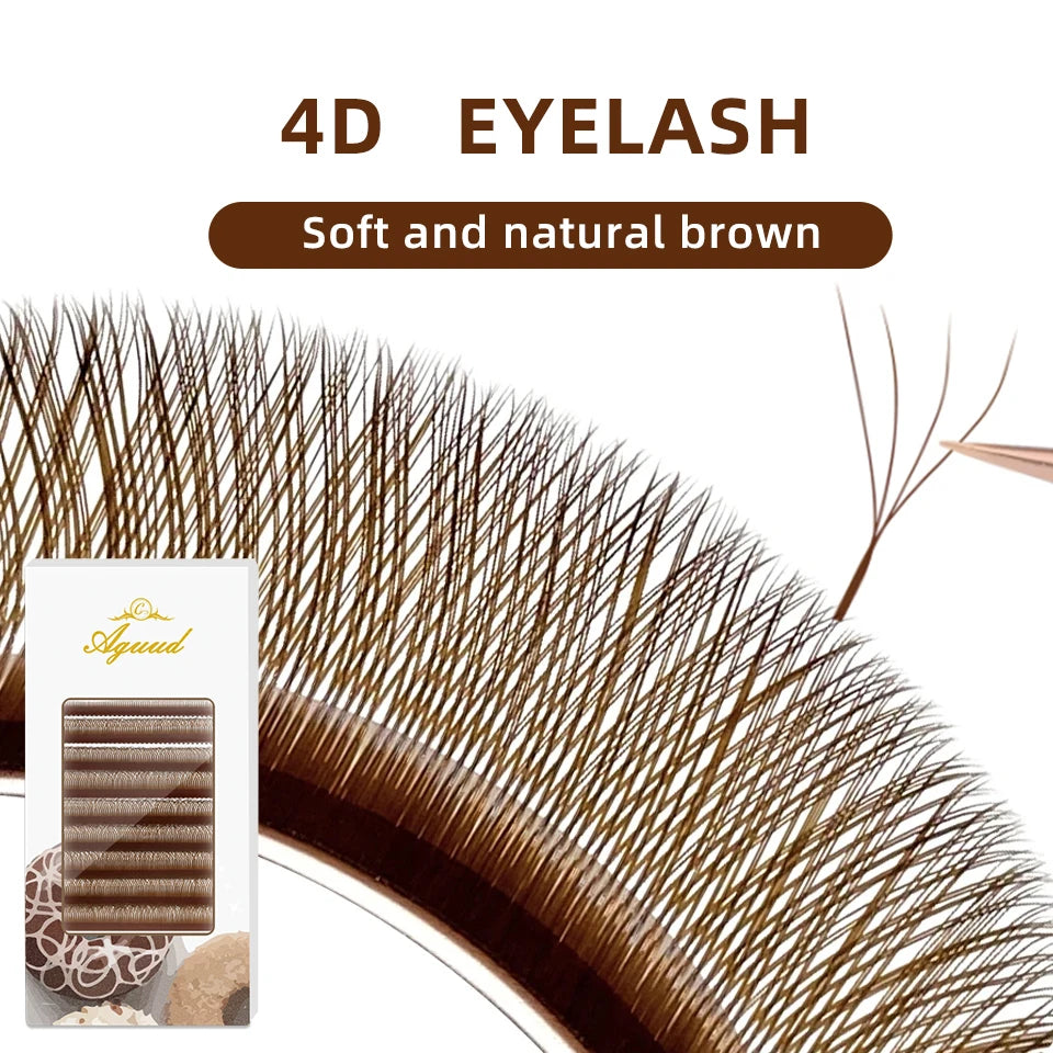 NEW Brown 3D Fairy W-Shaped Eyelash Extension Brown 4D Hand Woven Lashes Premade Fans 2D 5D Clover Eyelash 3D Fairy Spike Lashes