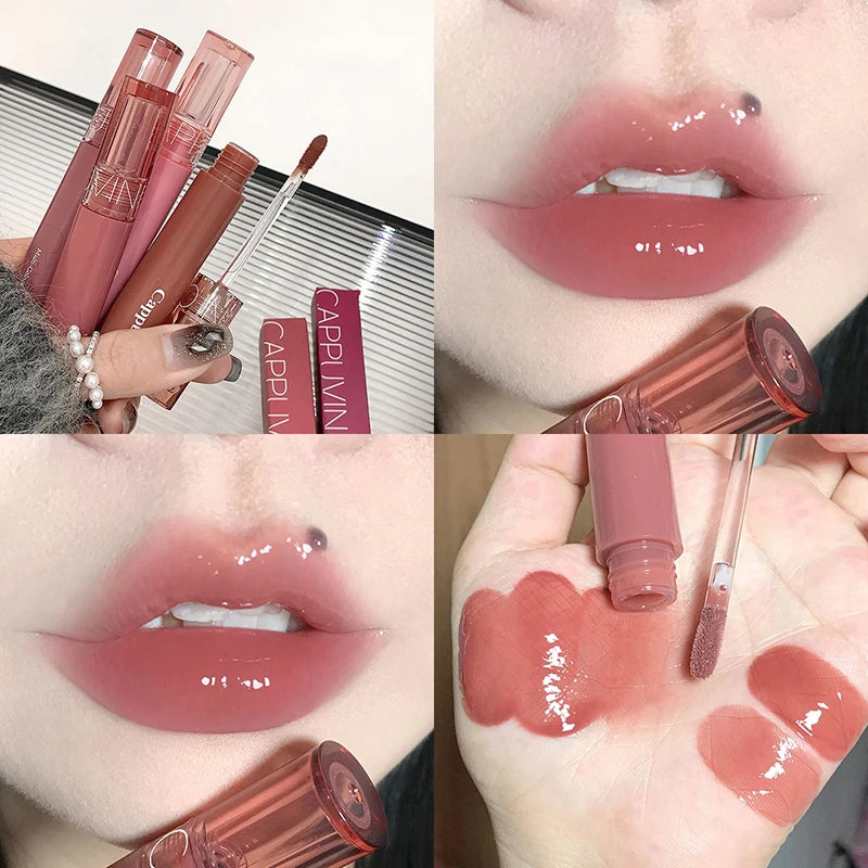 ✰✪1pc Mirror Water Gloss Lip Gloss Long Lasting Waterproof Moisturizing Jelly Lip Glaze Non-Sticky Lightweight High Pigment