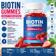 Biotin Gummies for Hair Growth, Skin & Nails Biotin Vitamins for Women Men Great Tasting Strawberry Flavor Gummies
