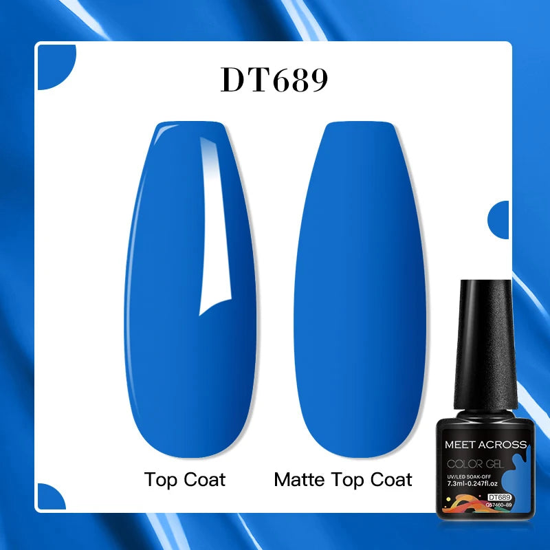 MEET ACROSS 7ml Red Blue Green Metallic Gel Nail Polish Super Bright Mirror Effect Semi Permanent LED UV Gel Nail Art Varnish