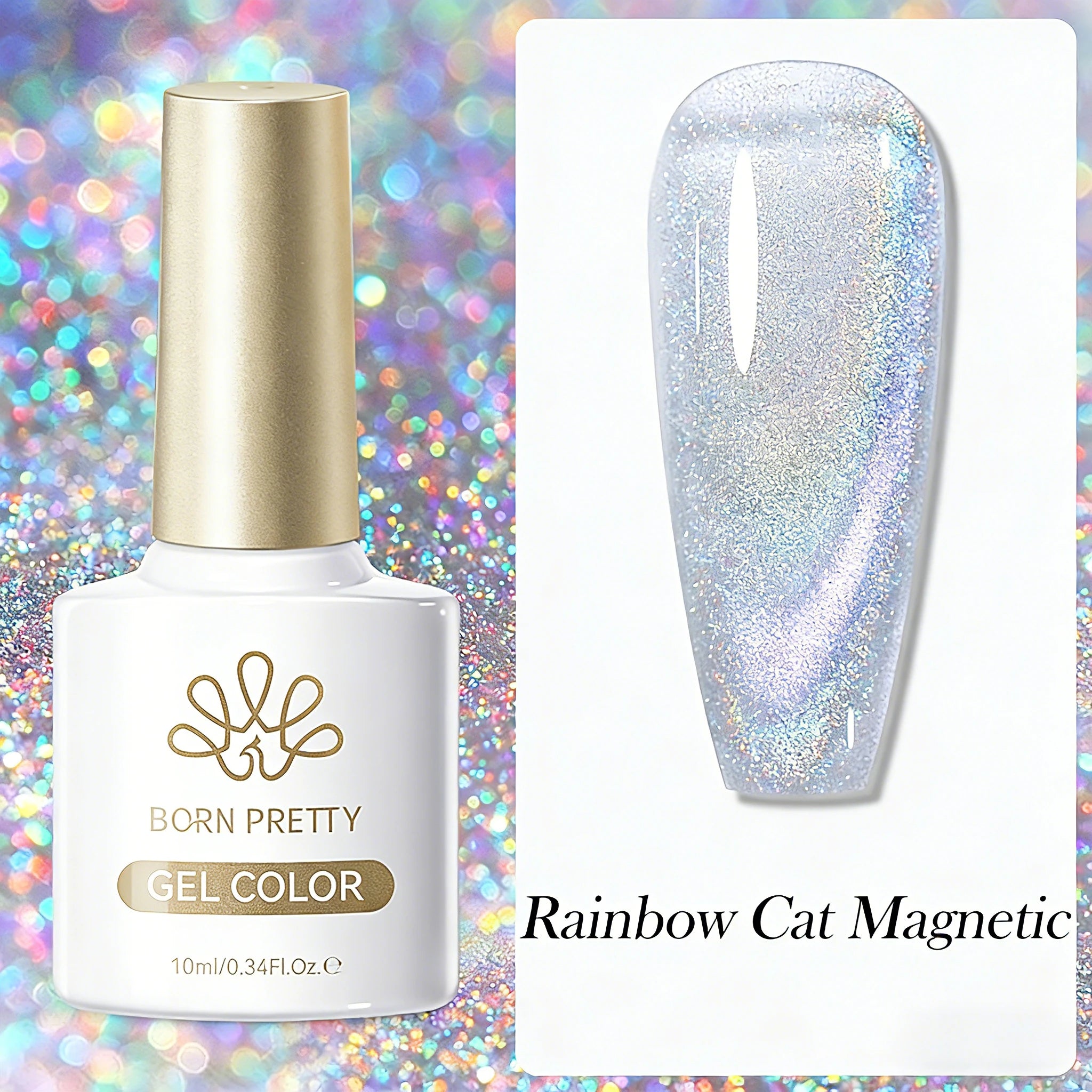 BORN PRETTY 10ml Autumn Gold Pink Glitter Cat Magnetic Gel Nail Polish Jelly Pink Semi Permanent Soak Off UV LED Varnish