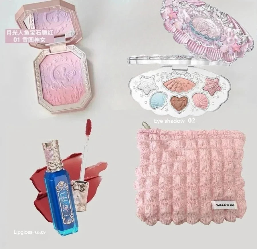 Makeup Flower Knows Set Swan Ballet Series Six Color Eyeshadow Palette Embossed Blusher Shine Lipstick Kit With Bag All In