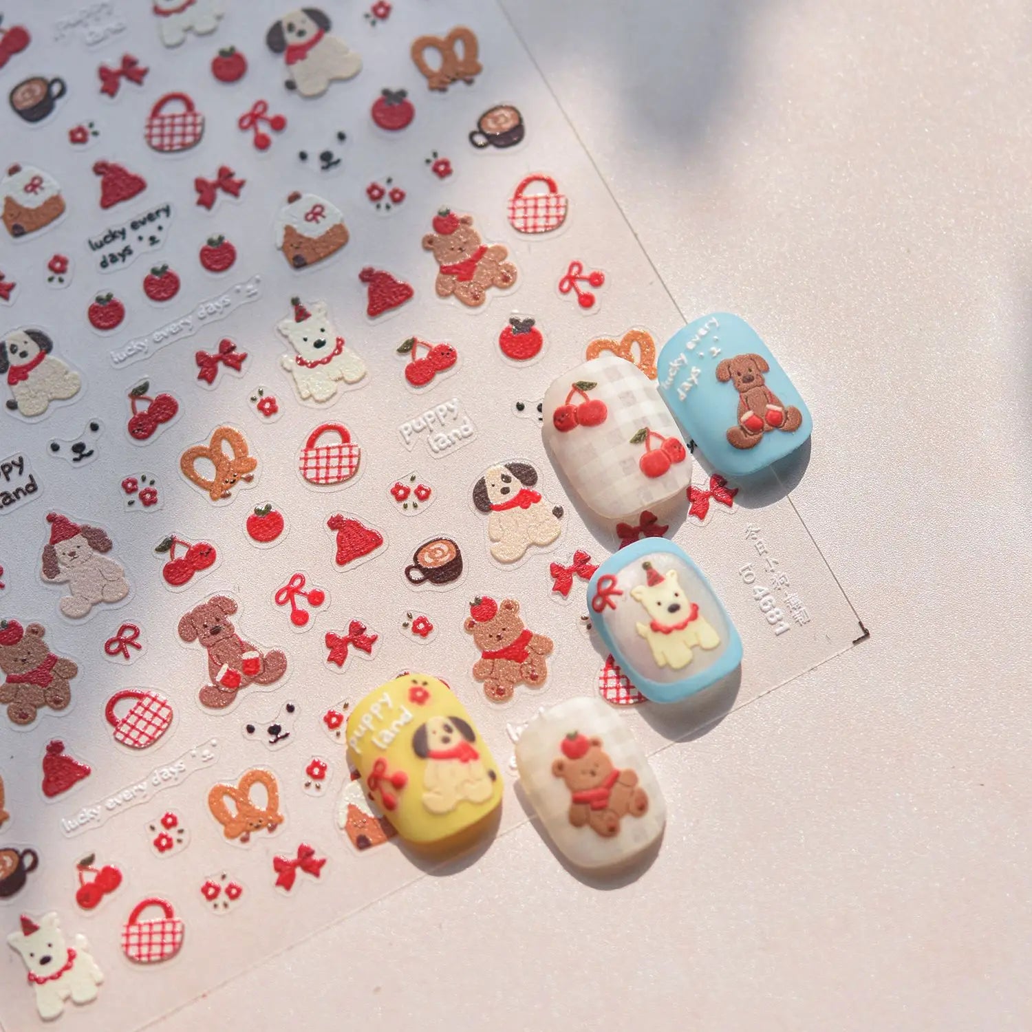 1pcs Japanese Cute Graffiti Lines Nail Art Stickers 5D Embossed Butterfly Rabbit Nail Art Accessory Stickers Self Adhesive Decal