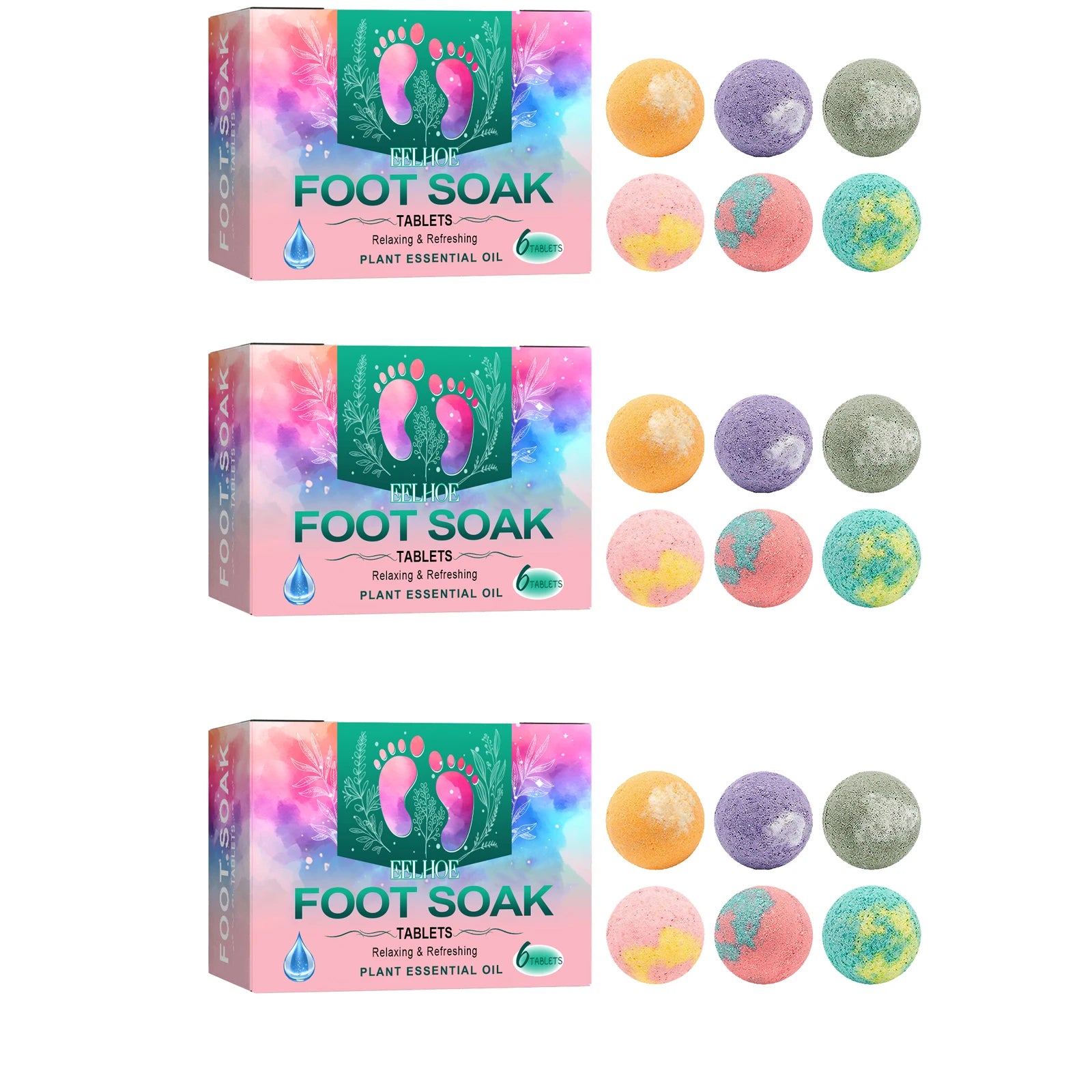 Bubble Foot Bath Ball Exfoliating Moisturizing Relief Stress Fragrances Aromatherapy Shower Bathing Foot Spa Foot Bath Salt 6pcs
