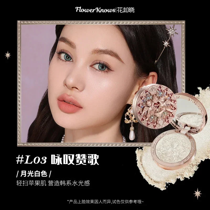 Flower Knows Little Angel Collection Relief Highlight Face Powder iluminador Makeup Contour Highlighter Palette 8g/0.3Fl.oz