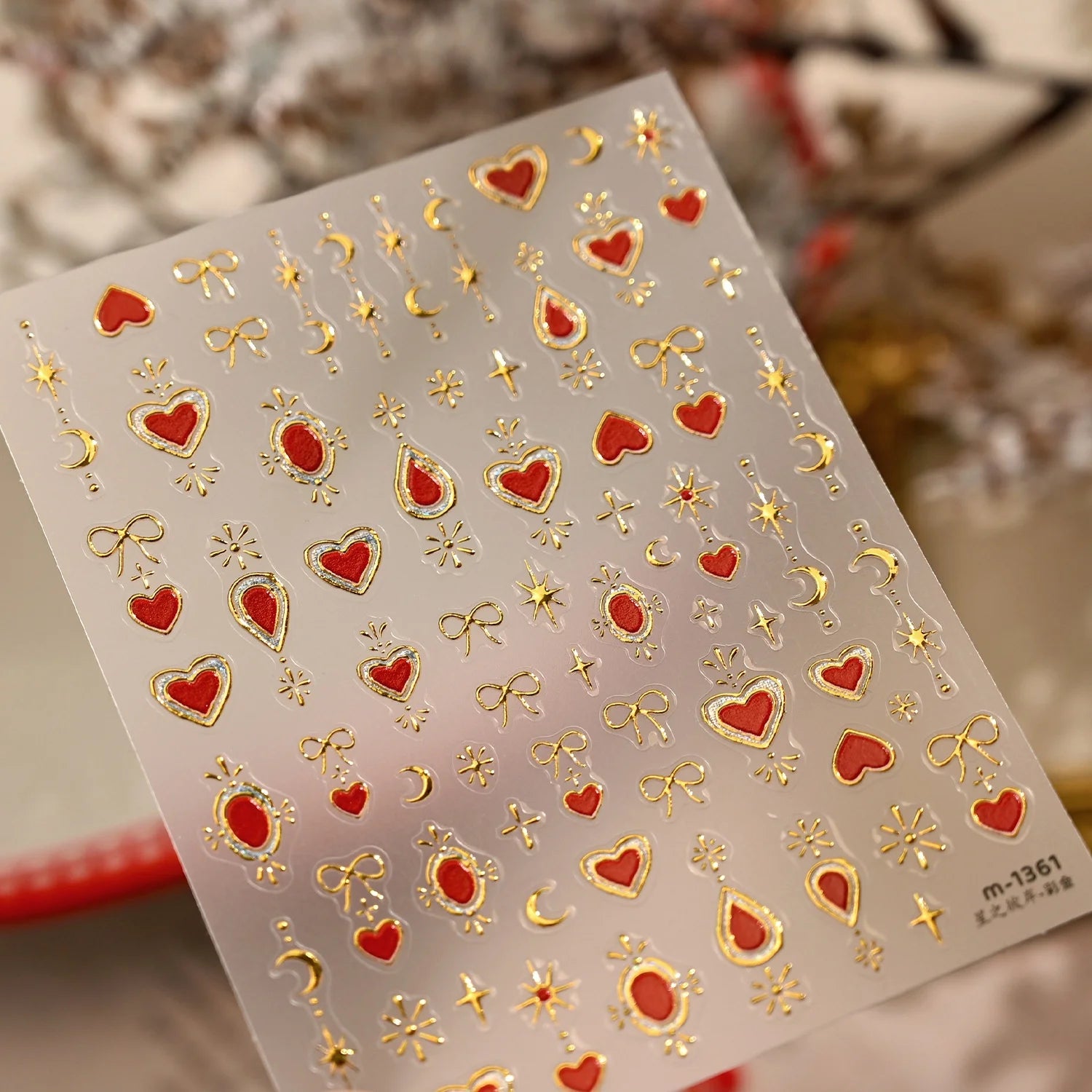 Light Blue 5D Nail Art Stickers Cartoon Cat Cherry Apple Clock Starfish Shell Blossom Decal Self Adhesive Sweet Fresh Manicure