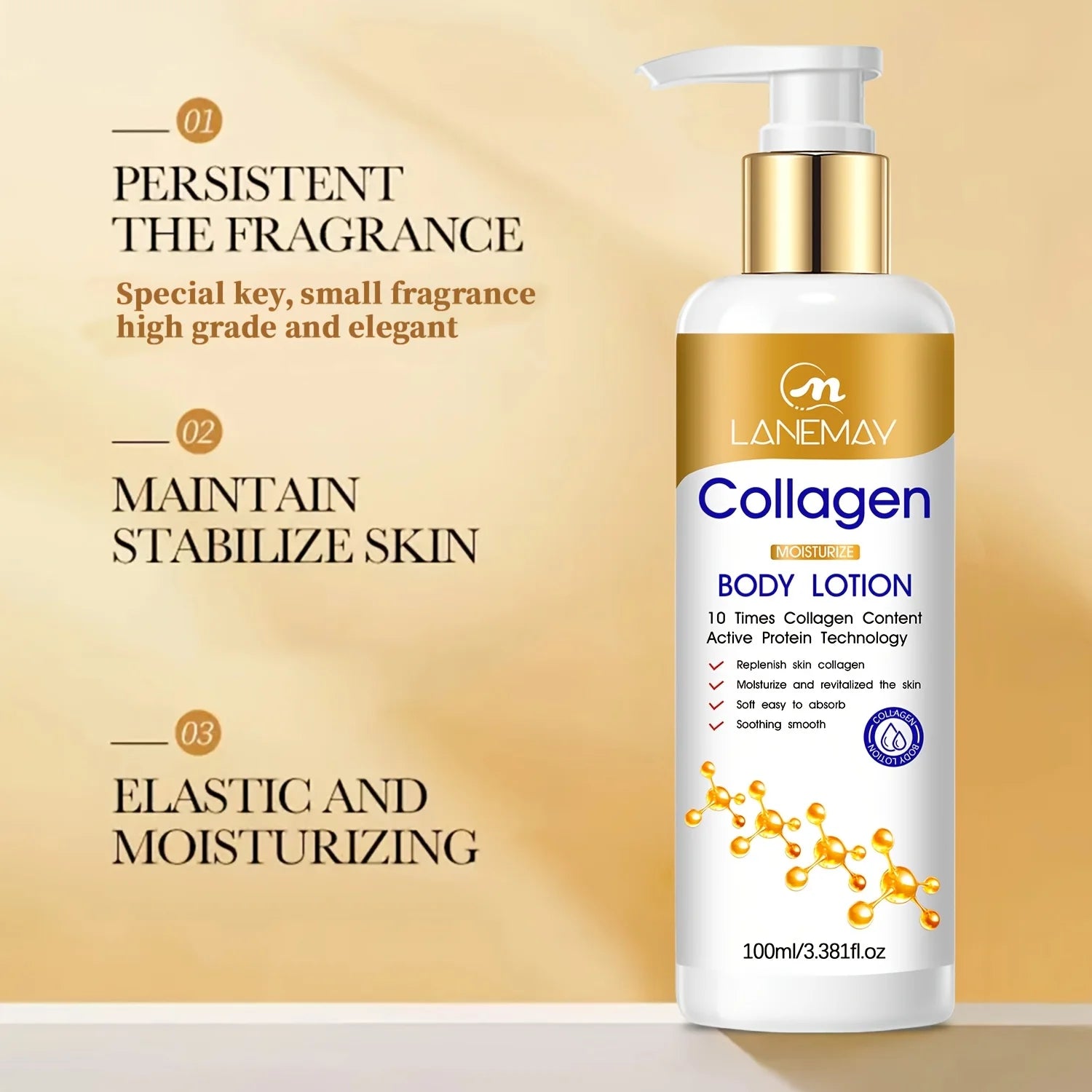 Collagen Moisturize Body Lotion - Moisturizing Dry and Dehydrated Skin, Lightweight & Non-Greasy for Skin