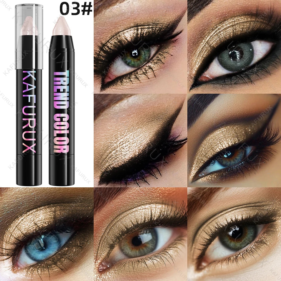 1PC Metallic Glitter Eyeshadow Pencil Waterproof Pearlescent Nude Eye Shadow Green Blue Brown Makeup Gift Eye Pen Cosemtic