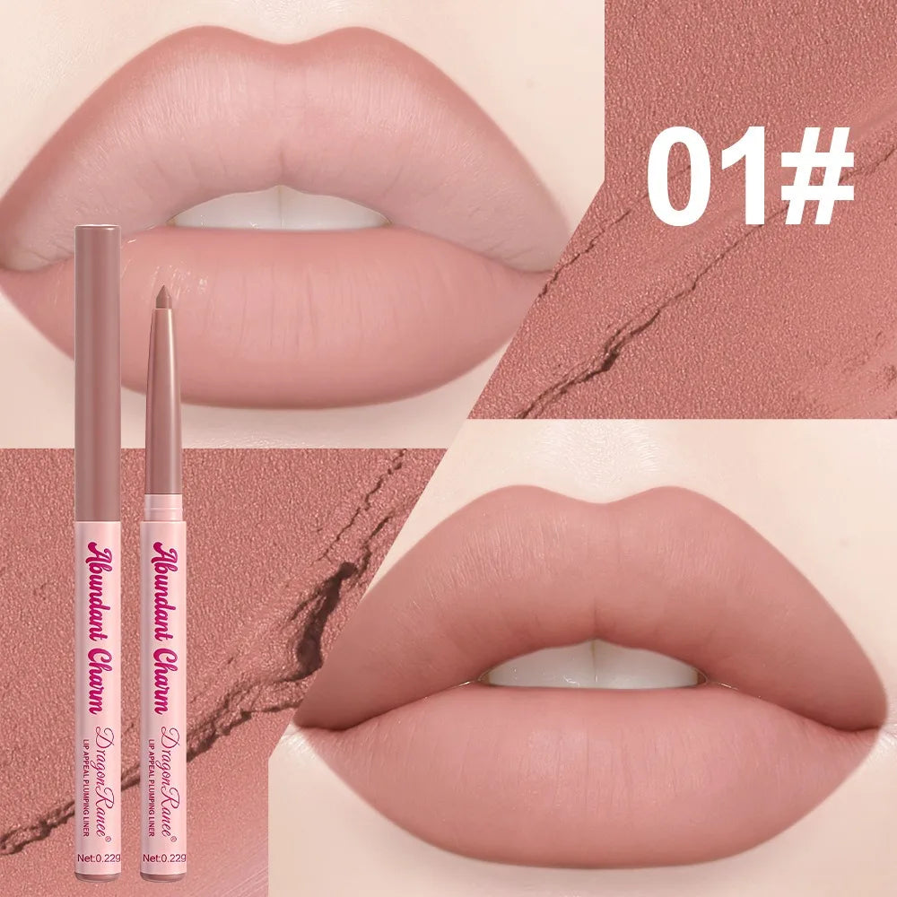 Long-Lasting Waterproof Matte Nude Lip Liner Lisptick Pen High Pigmentation Retractable Smooth Application Makeup Cosmetics