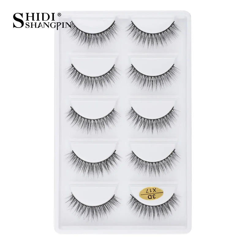 3D Faux Mink Lashes X05 Fluffy Wispy False Eyelashes 5Pairs Reusable Soft Volume Eyelashes Natural Look for Daily & Party Makeup