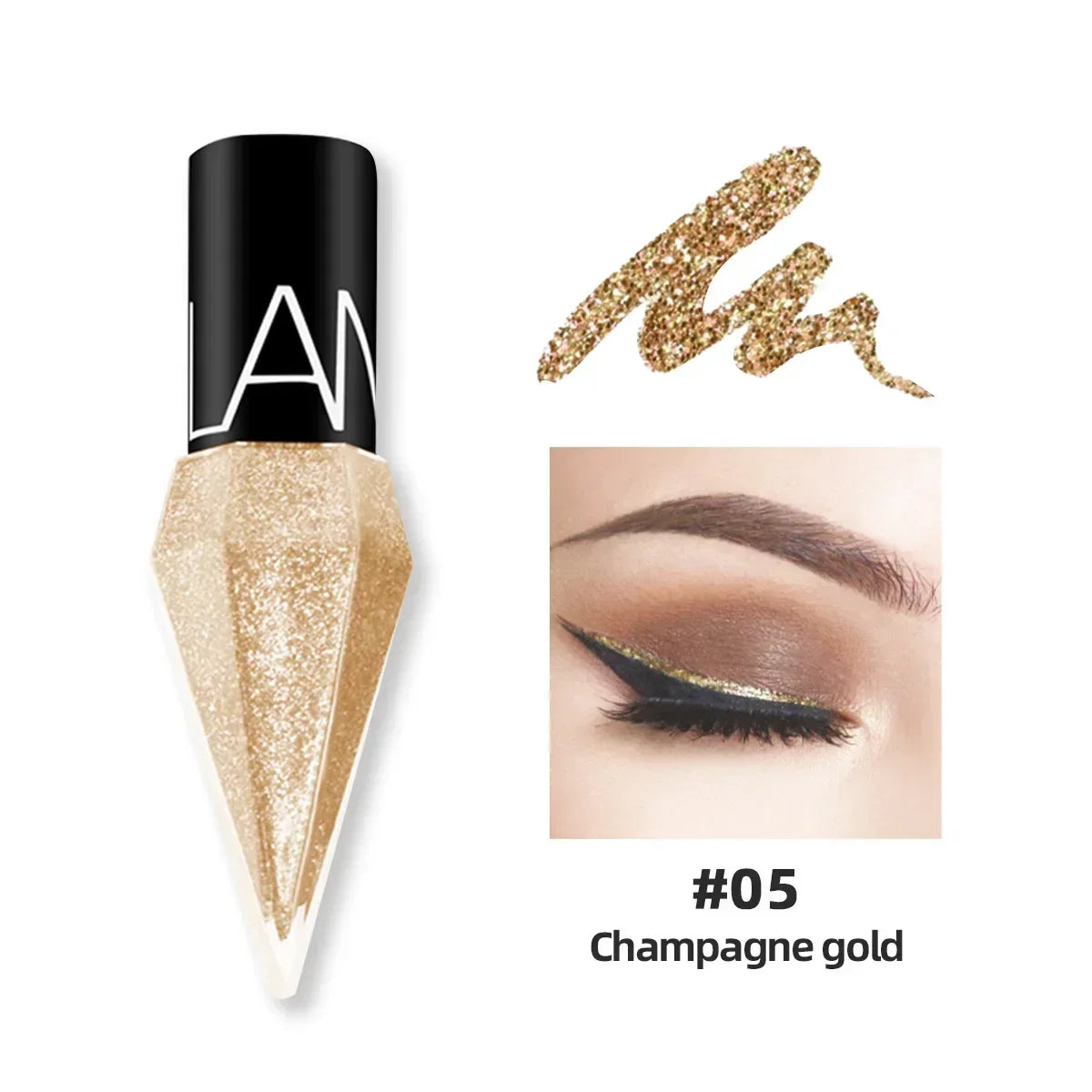 Shiny Eye Liners Pigment Silver Rose Gold Color Liquid Glitter eyeshadow Professional Eyeliner Beauty Cosmetics Makeup for Women