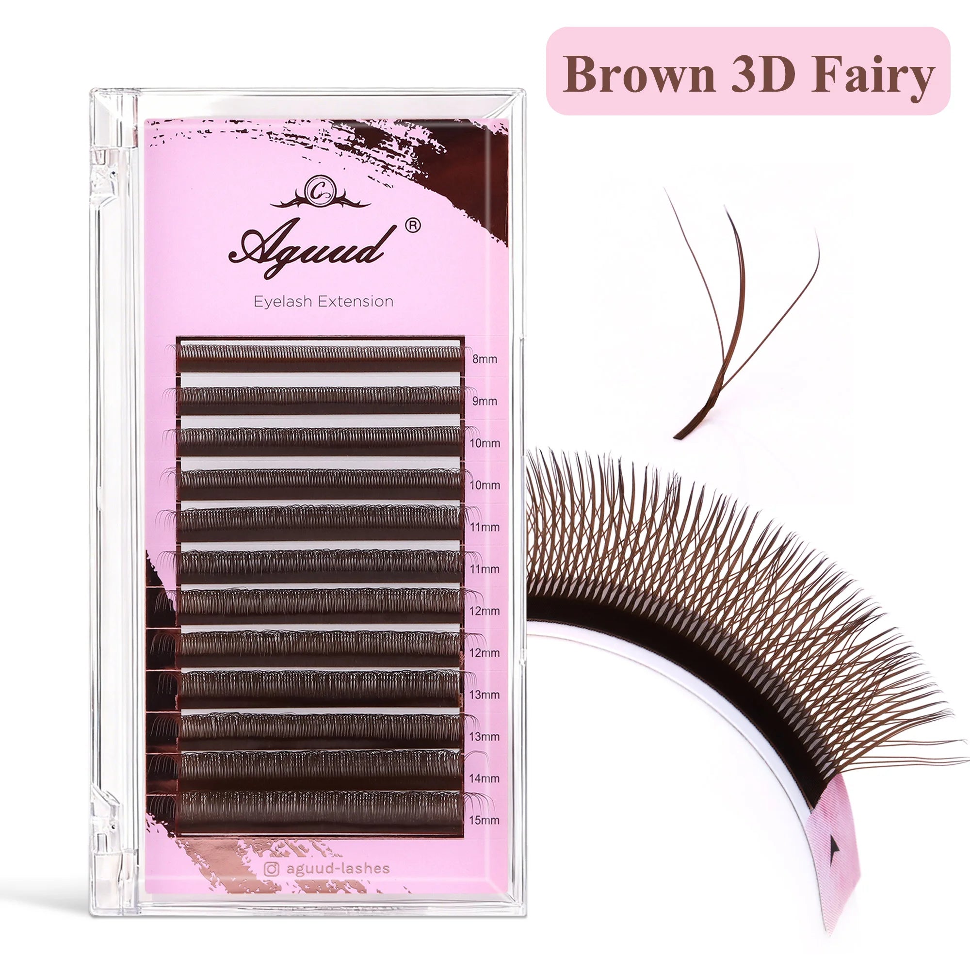 NEW L M Brown 3D Fairy Lashes 3D W Sandwich Hand Woven Premade Fans 3D Spike Clover Lashes Three-Core W Shaped Eyelash Extension