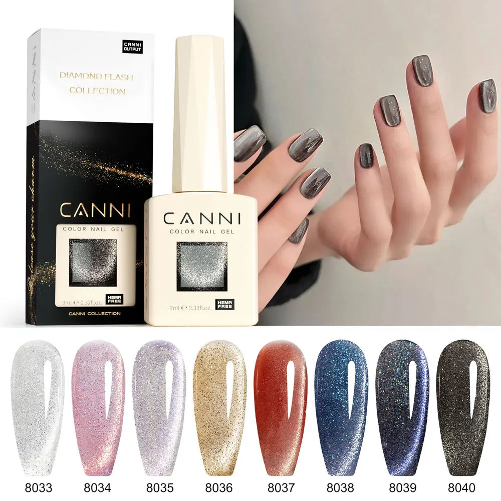 CANNI TPO/HEMA FREE Cat Eye Gel Nail Polish 9ml 48 Colors High Gloss UV-Removable Nail Art for Salon & DIY Manicure