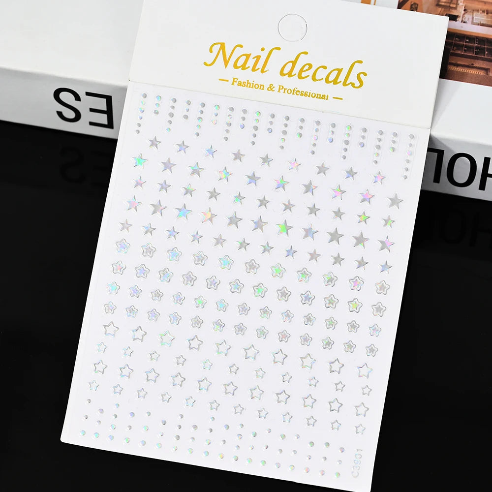 1pcs Star-Themed Nail Art Stickers 3D Self-Adhesive Plastic Decals With Glitter Finish Anime Rectangle Shape Ideal For DIY Nails