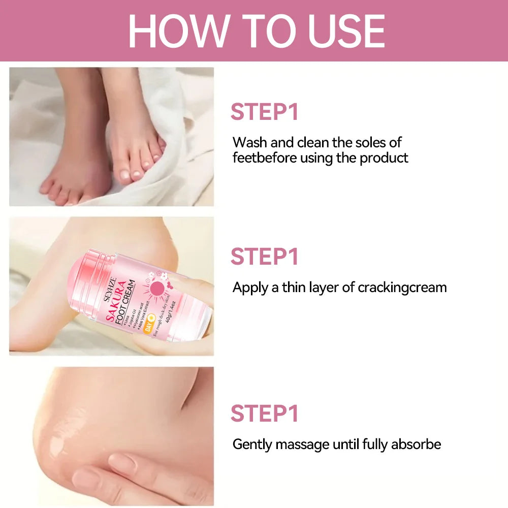 SEYHZE Sakura Foot Care Stick 60% Urea Cream with 2% Salicylic Acid Double Moisturizing with Shea Butter Aloe Tea Tree Oil And J