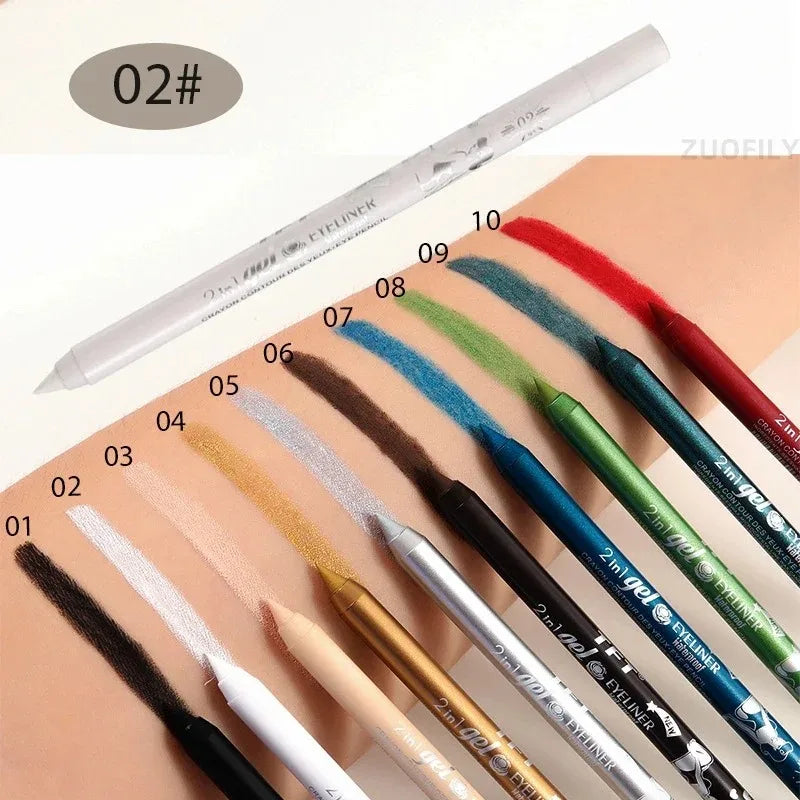 Waterproof Eyeliner Gel Pencil Pigment Brown Black White Glitter Eyeiner Pen for Women Fashion Easy Color Eyes Makeup Cosmetics