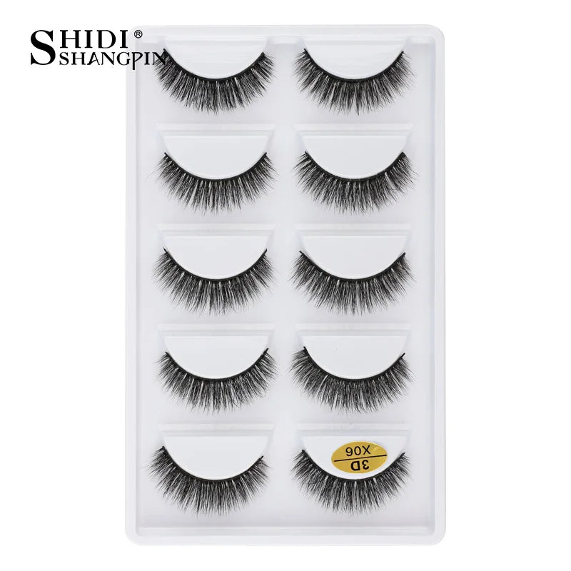 3D Faux Mink Lashes X05 Fluffy Wispy False Eyelashes 5Pairs Reusable Soft Volume Eyelashes Natural Look for Daily & Party Makeup