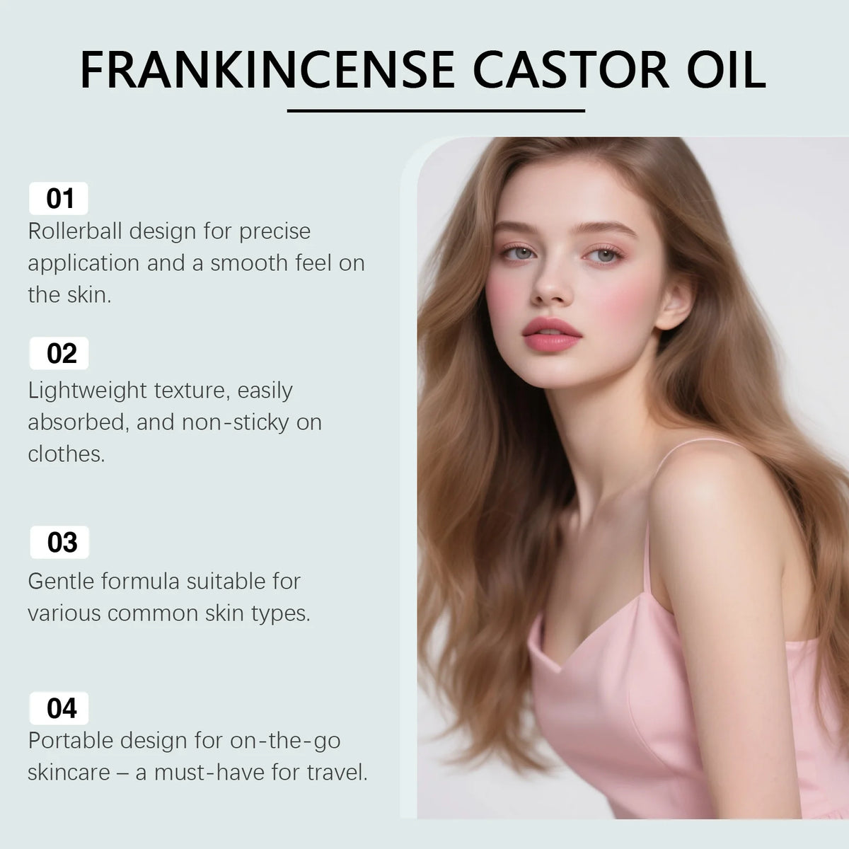 Frankincense Castor Oil Rollerball Soothing & Nourishing Roll-On Oil Improve Dryness Repair Portable Aromatherapy Body Skincare