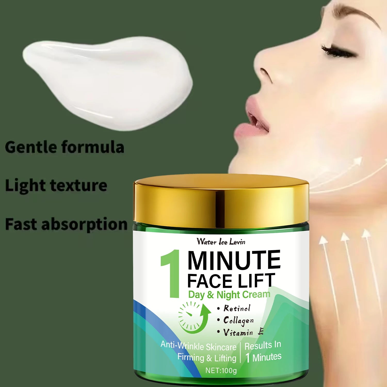 1-Minute Face Lift Day & Night Cream: Retinol/Collagen/Vitamin E, Anti-Wrinkle, Firms & Hydrates Skin for Softer Confidence
