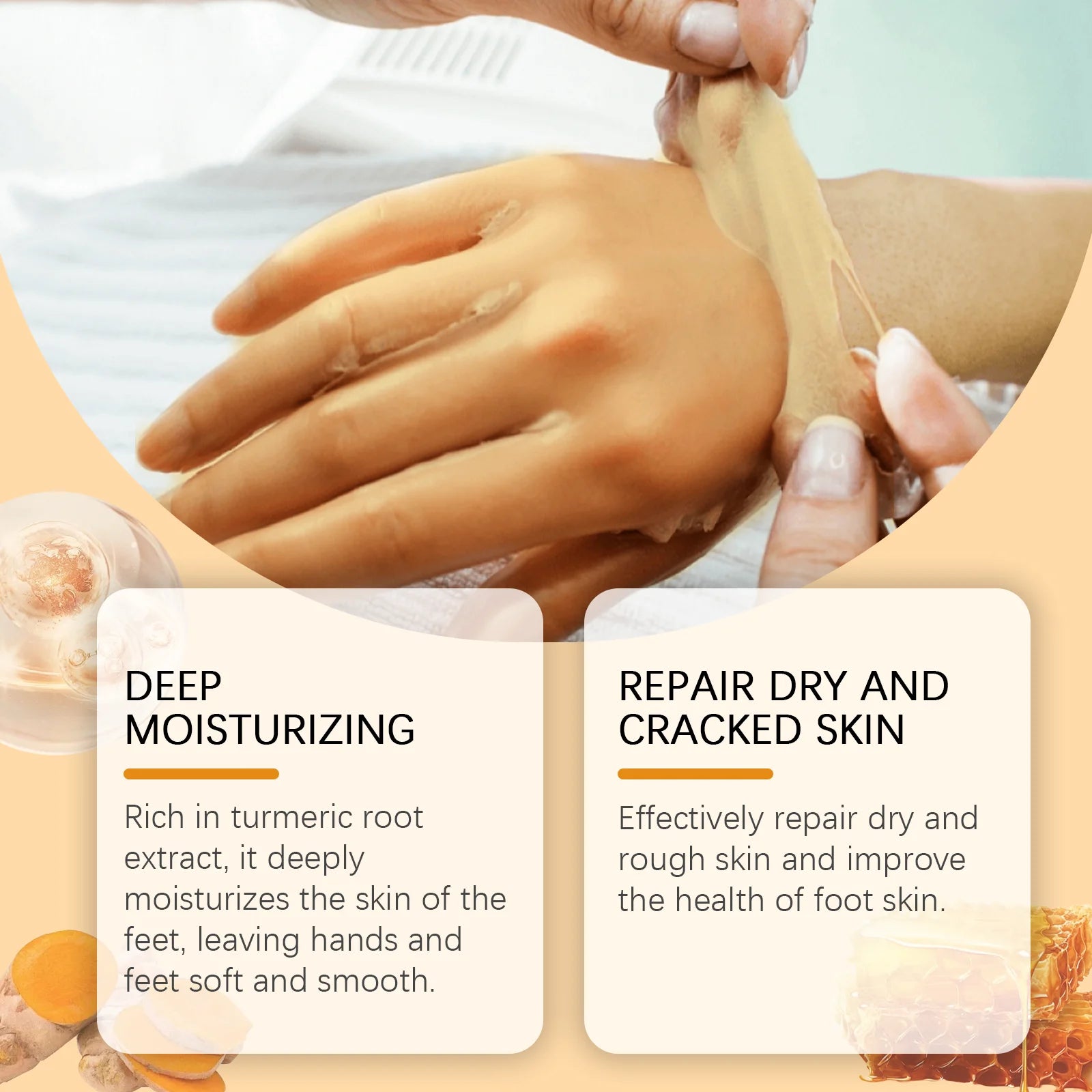 Vitamin C Turmeric Peel Mask for Hand and Foot Exfoliating Repair Dry Cracked Feet Heel Soothing Moisturizing Feet Mask Hand Spa